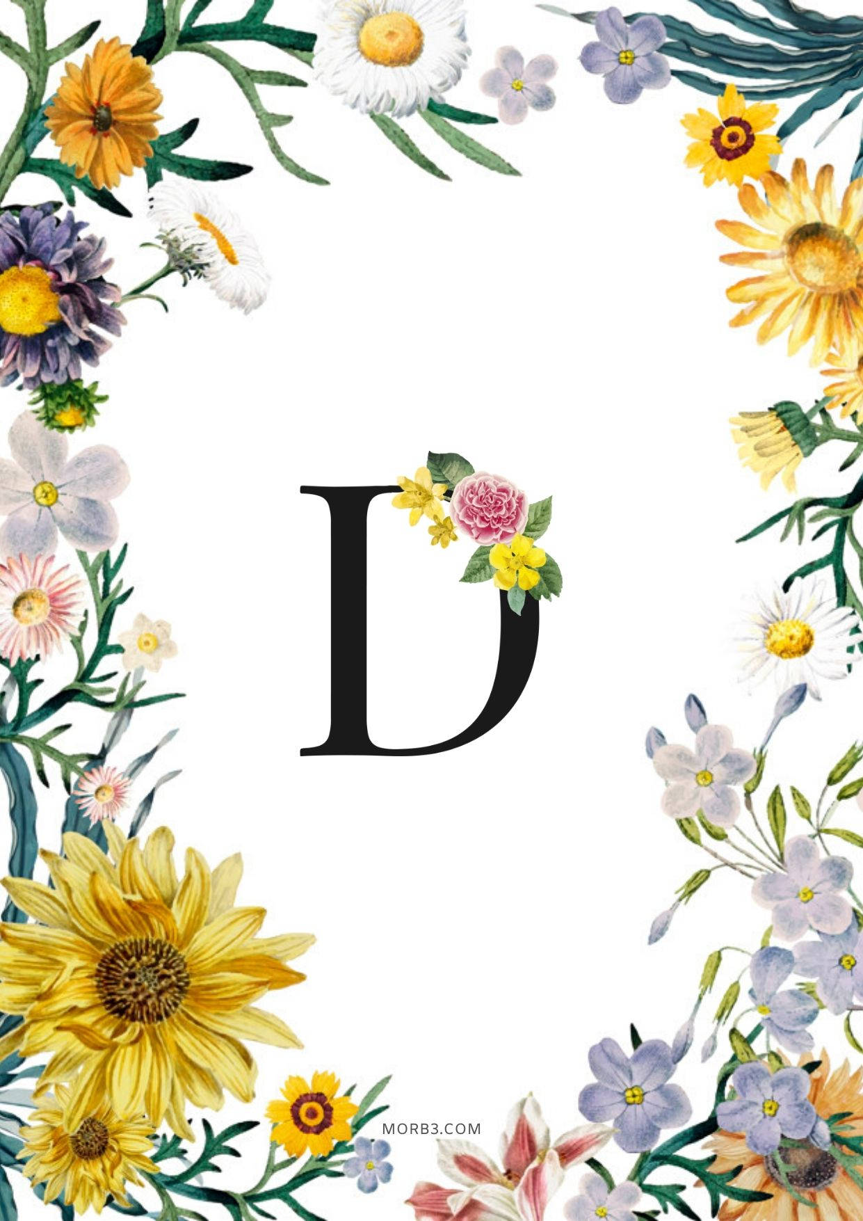 Letter D Yellow Plants Wallpaper