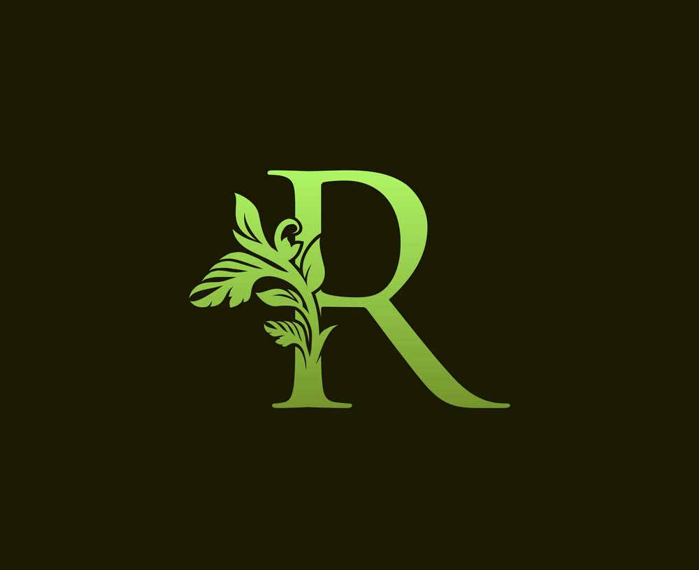 Letter R Green On Brown Wallpaper