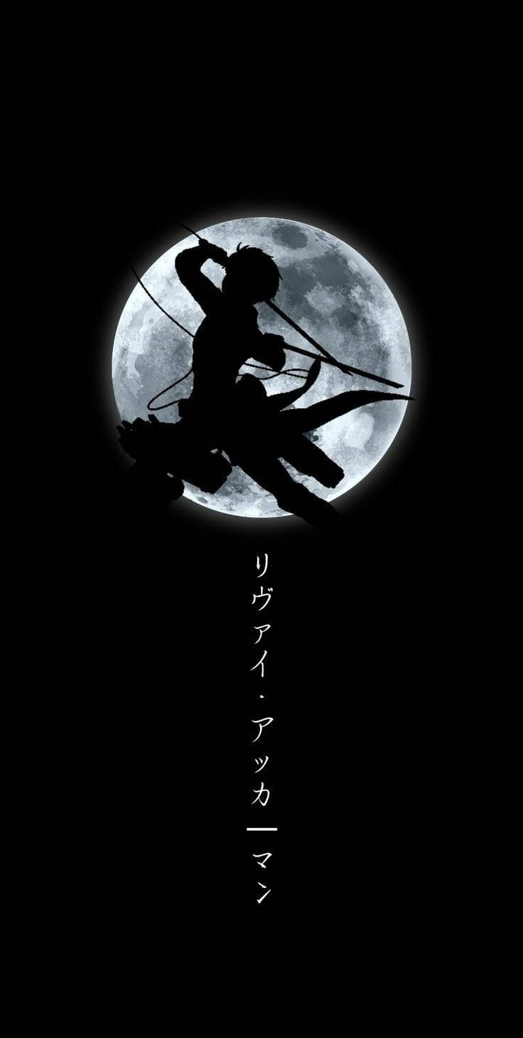 Levi Aesthetic Silhouette On Moon Wallpaper