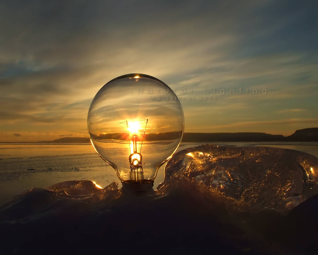 Light Bulb On A Sunset Wallpaper