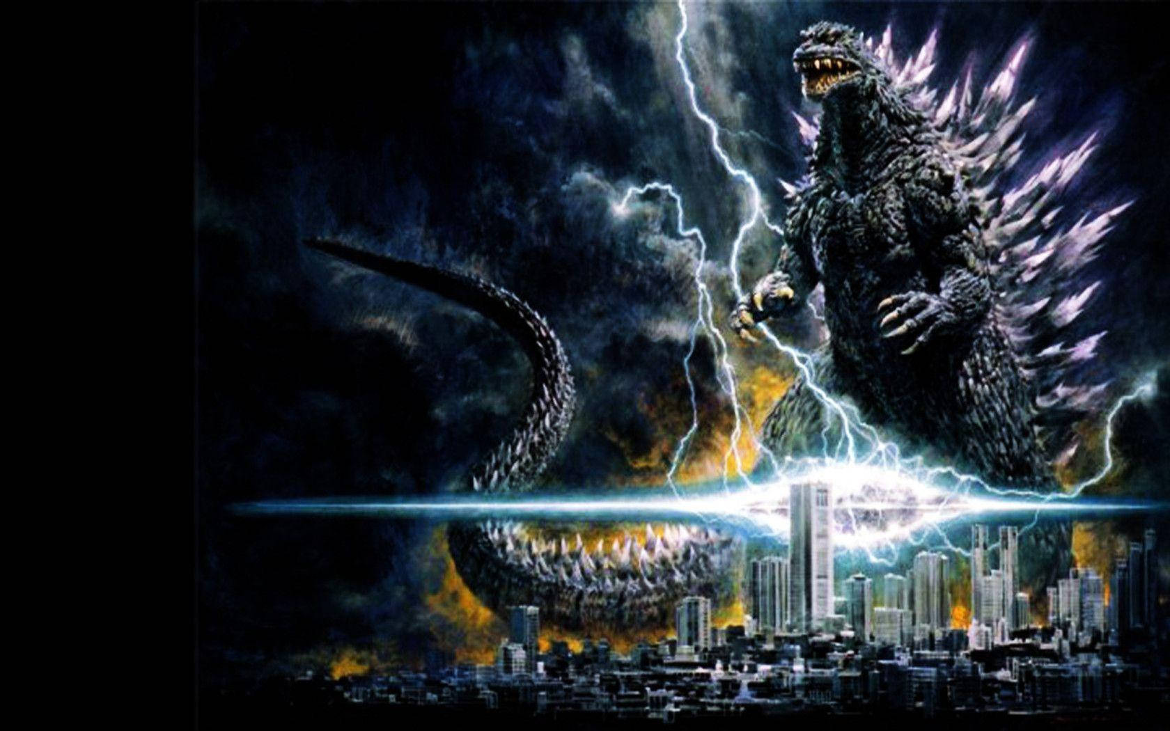 Lightning Filled Godzilla Seizes City Wallpaper