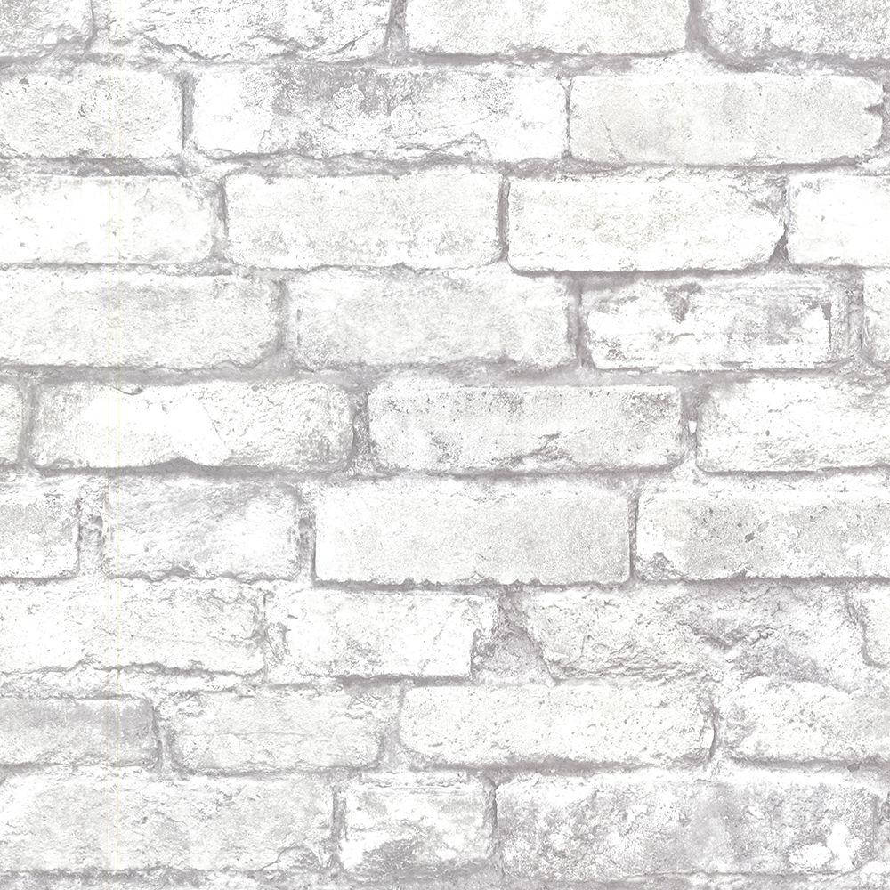 Lime Washed White Brick Wall Wallpaper