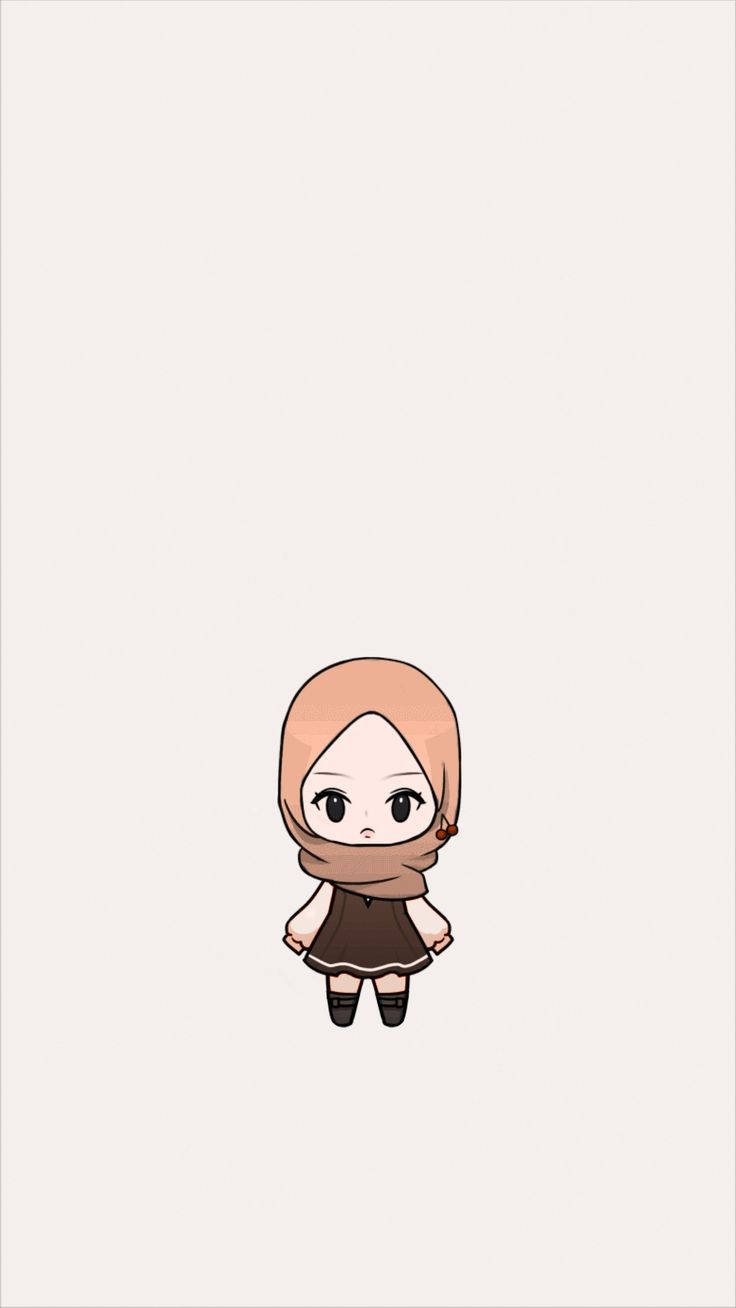 Little Girl Hijab Cartoon Wallpaper