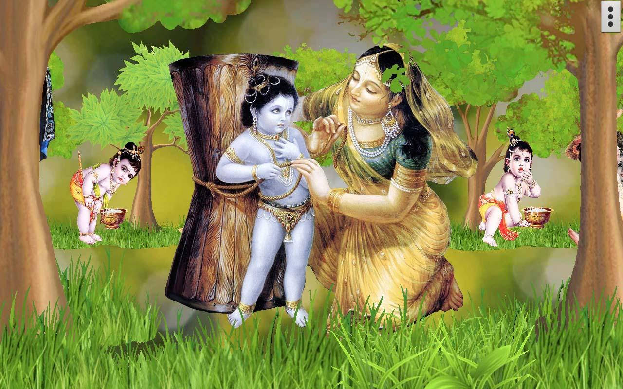 Little Krishna Hd Scolded By Mother Wallpaper