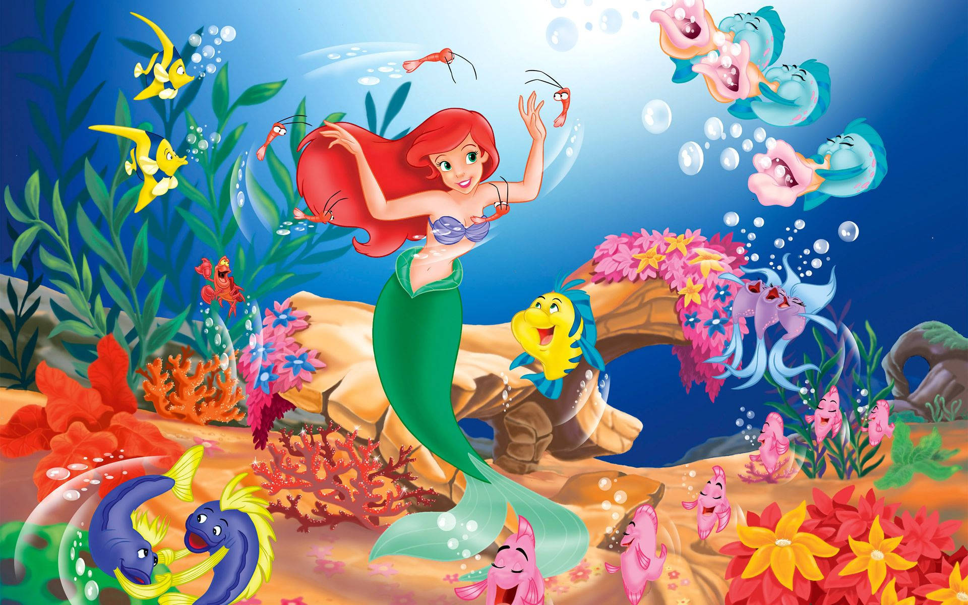 Little Mermaid Cute Cartoon Film Wallpaper