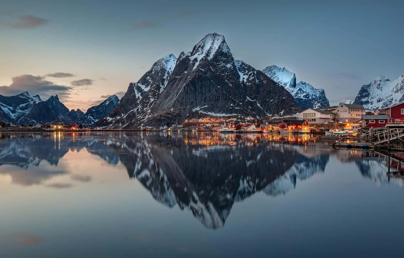 Lofoten Reflectionsat Twilight Wallpaper