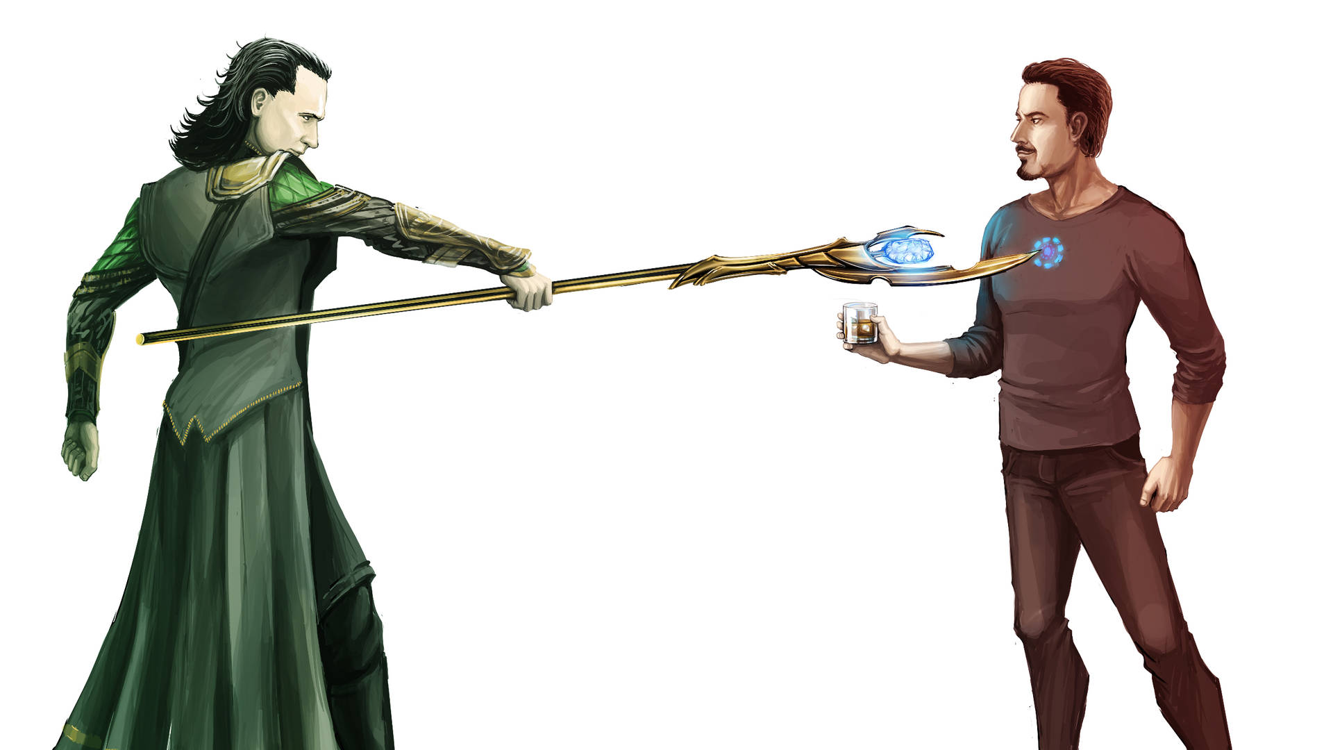 Loki And Tony Cartoon Art Wallpaper