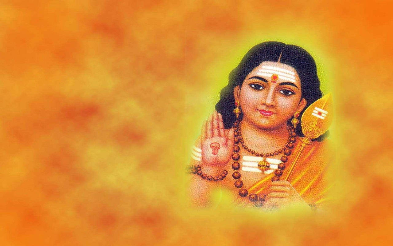 Lord Murugan 4k In Orange Background Wallpaper