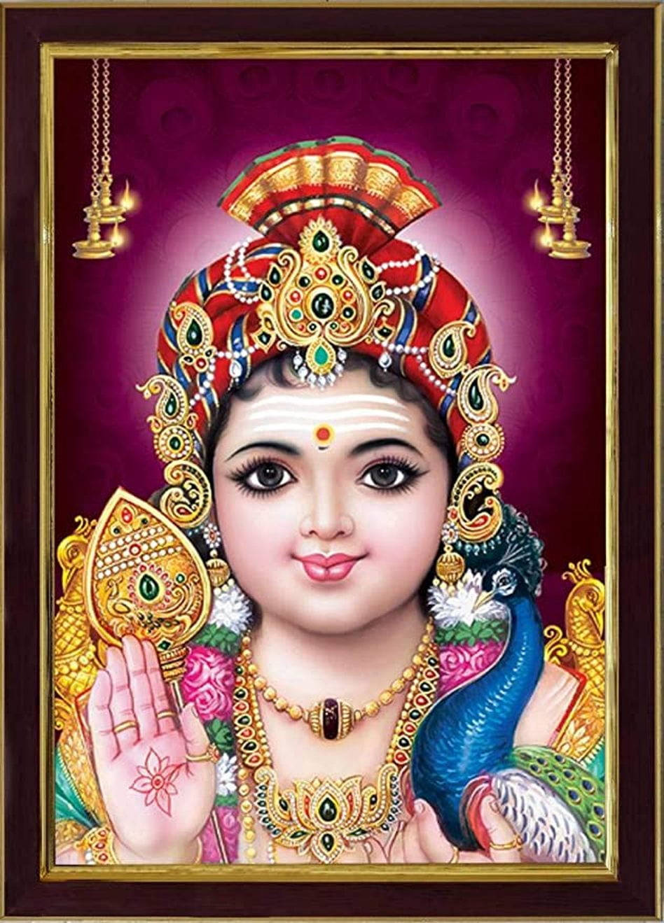 Lord Murugan Against Purple Background Wallpaper