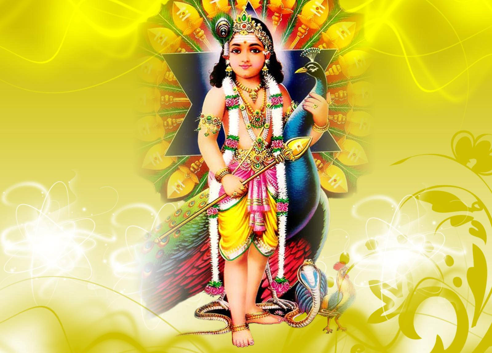 Lord Murugan Over Festive Circle Wallpaper