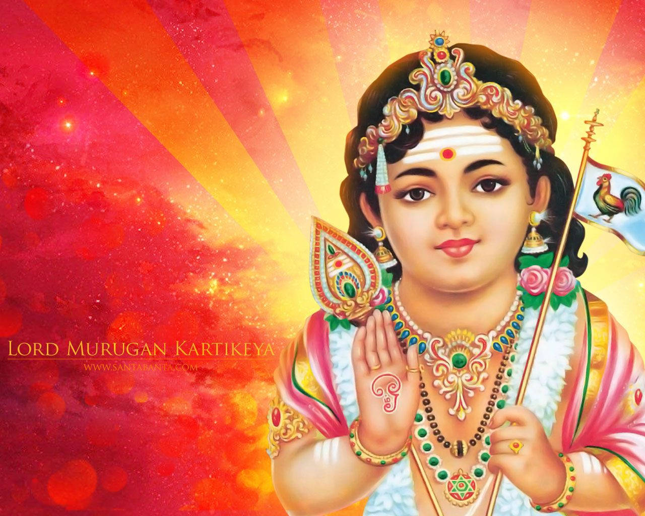 Lord Murugan With Glowing Yellow Lights Wallpaper