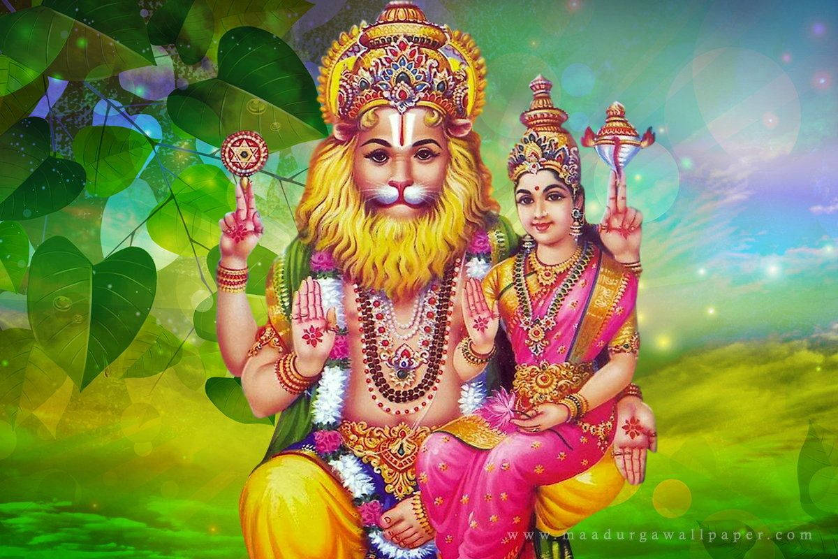 Lord Narasimha Nature Background Wallpaper