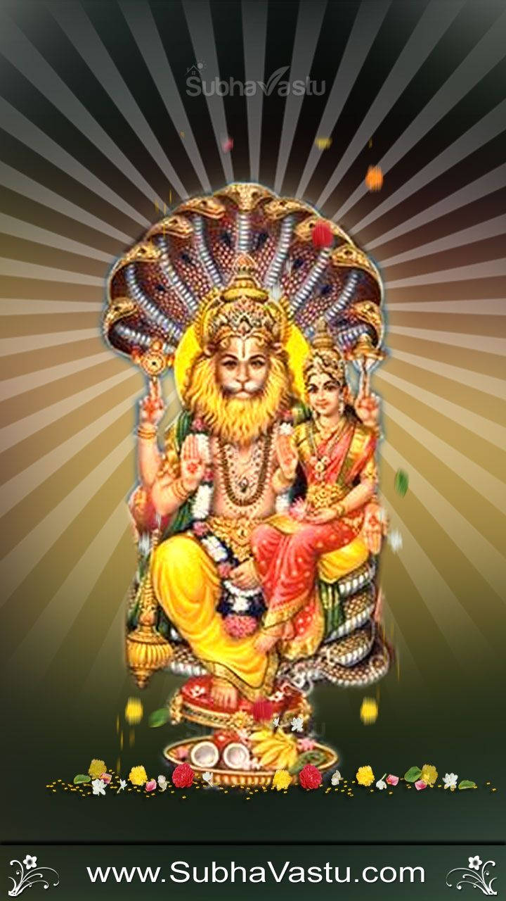 Lord Narasimha Rays Effect Wallpaper