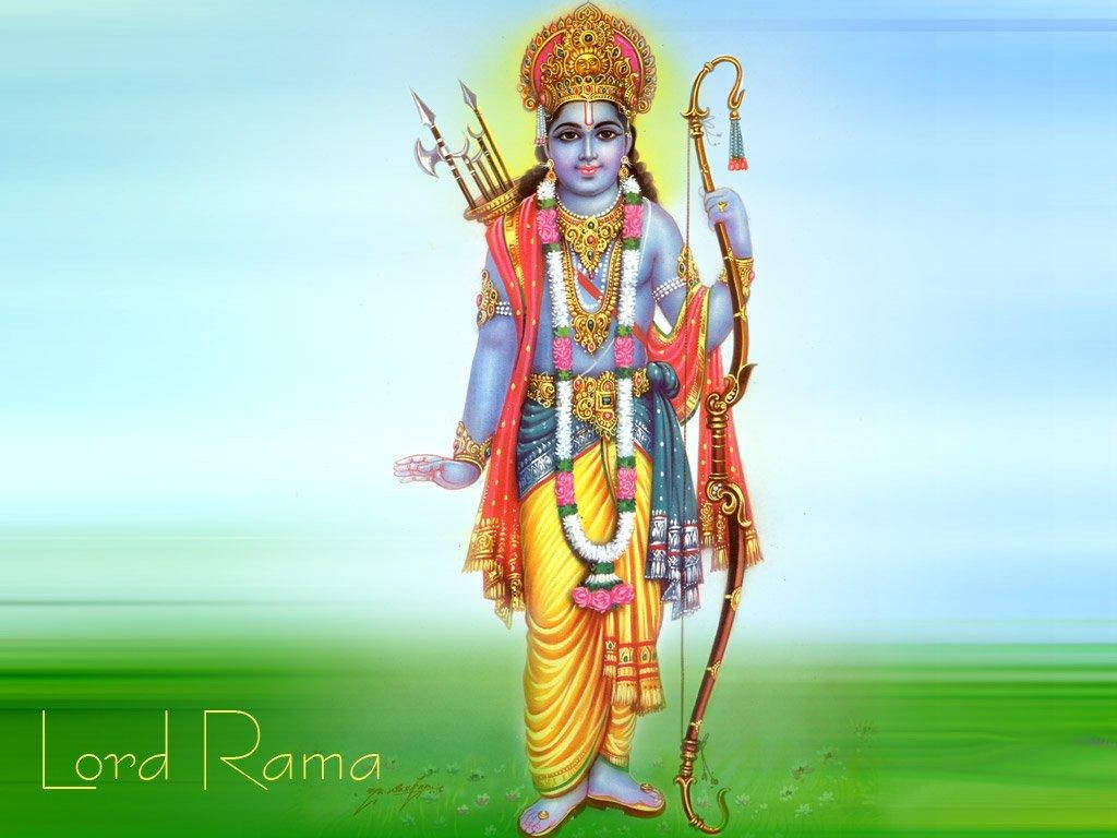 Lord Rama Blue Green Art Wallpaper