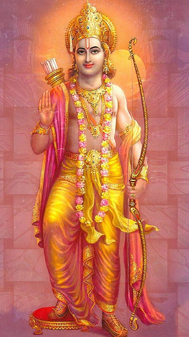 Lord Rama Golden Portrait Wallpaper