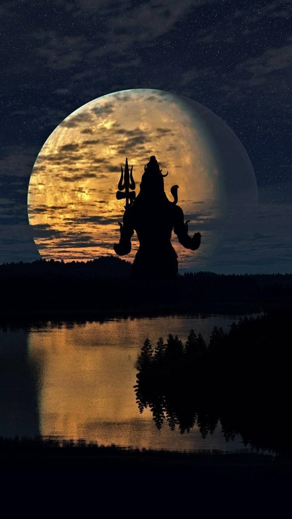 Lord Shiva Of Mahakal During Full Moon Hd Wallpaper