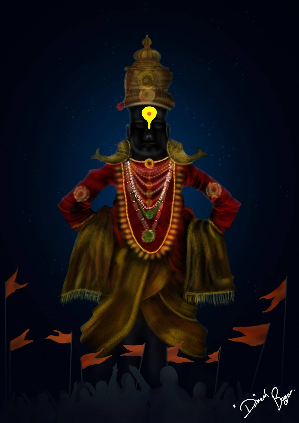 Lord Vitthal Pandurang Digital Painting Wallpaper