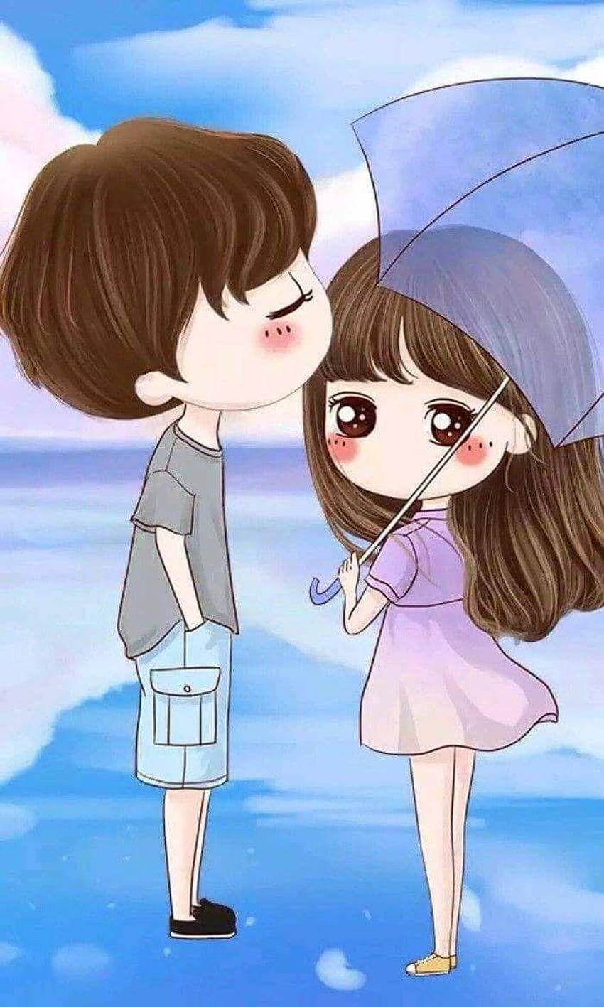 Love Cartoon Forehead Kiss Wallpaper