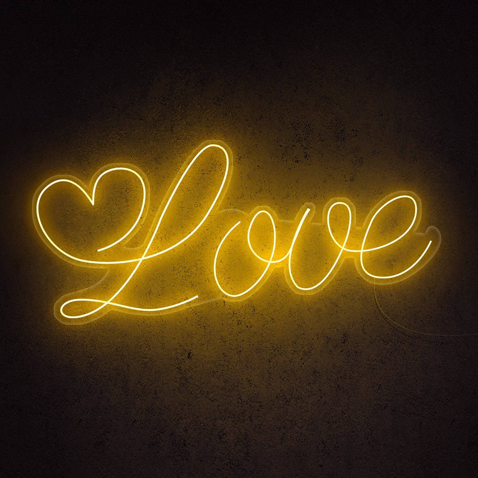 Love Heart Neon Yellow Led Wallpaper