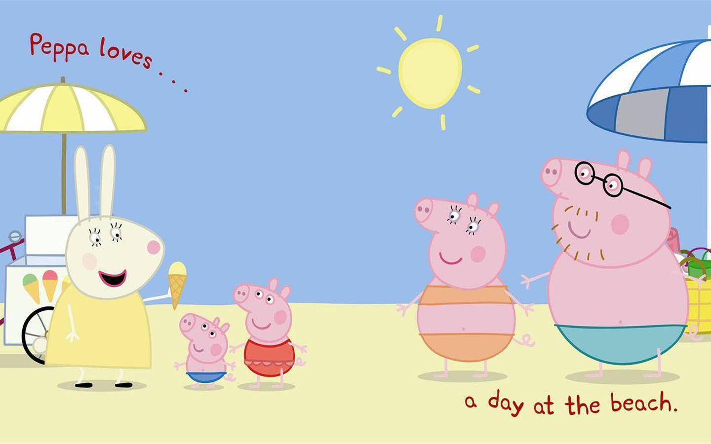 Loving The Beach Peppa Pig Tablet Wallpaper