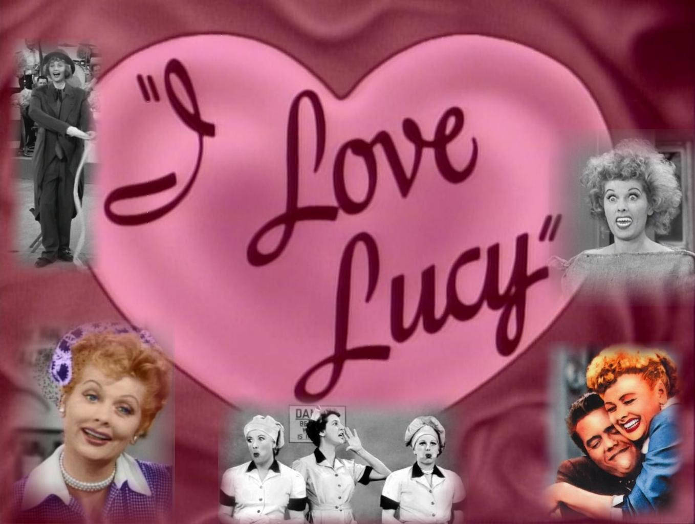 Lucille Ball In A Heart-shaped Collage Reminiscent Of Her Iconic Show, I Love Lucy Wallpaper