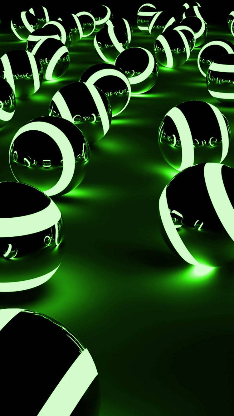 Luminous Metal Spheres Green Iphone Wallpaper