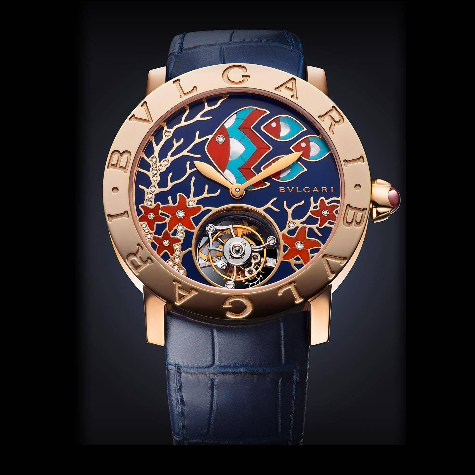 Luxurious Elegance In Timekeeping - The Colorful Bvlgari Watch Wallpaper