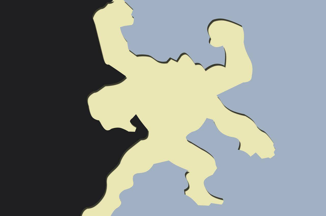 Machamp Silhouette Black Gray Background Wallpaper