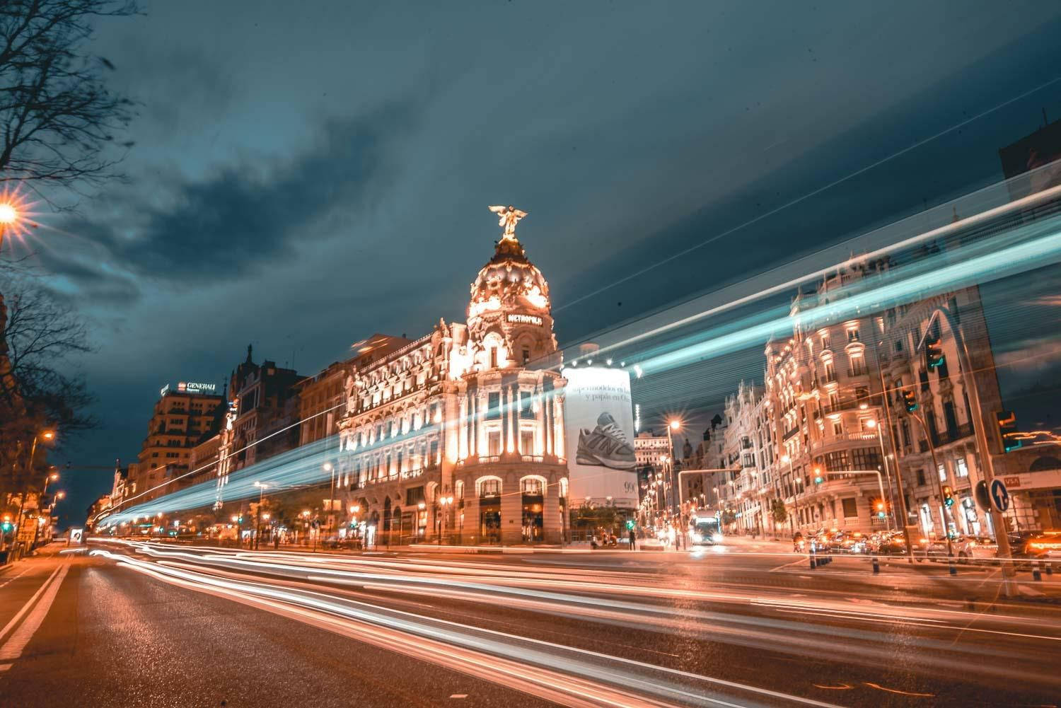 Madrid Street Night View Wallpaper