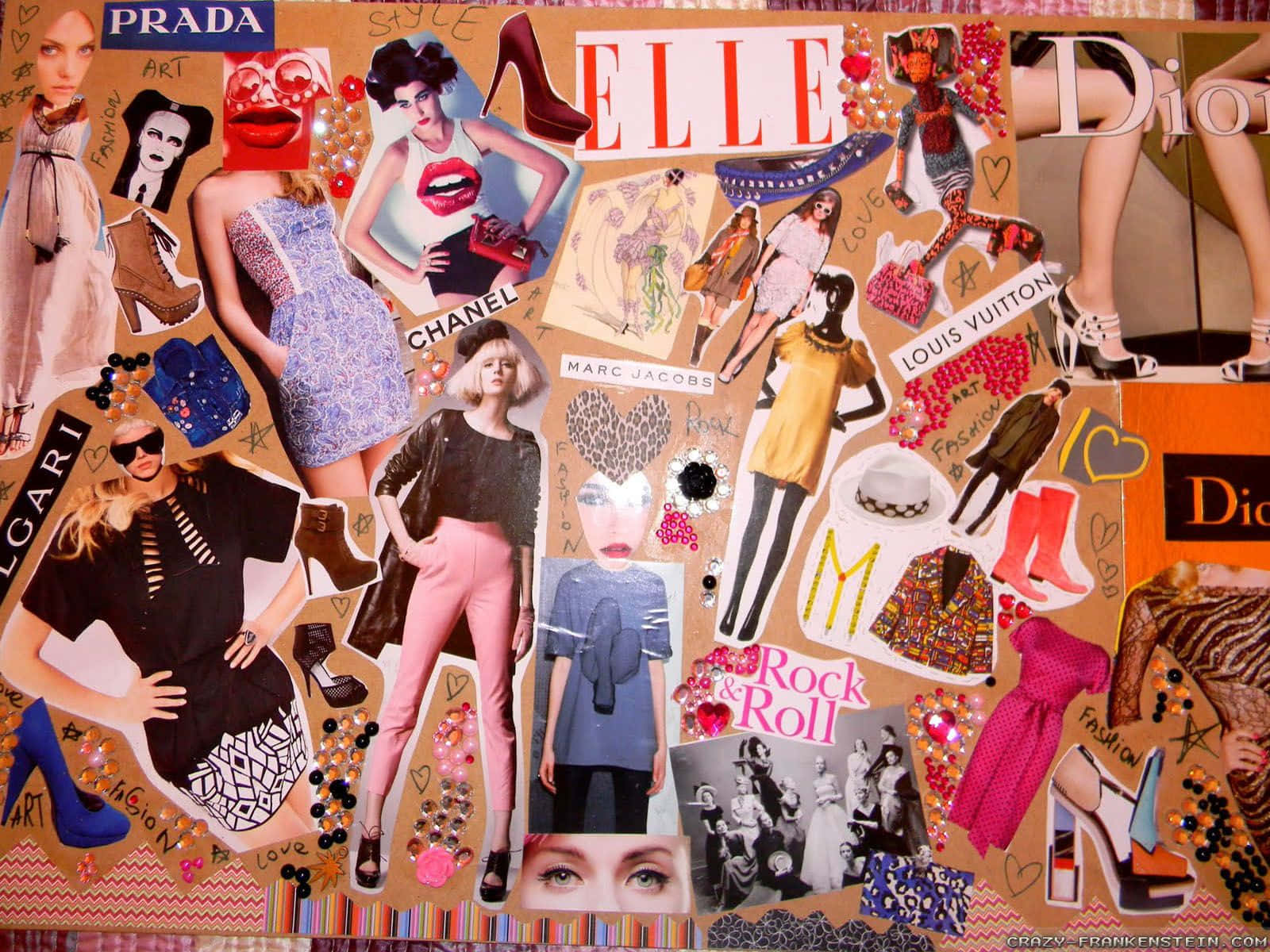Magazine Cutout Collage For Girls Wallpaper