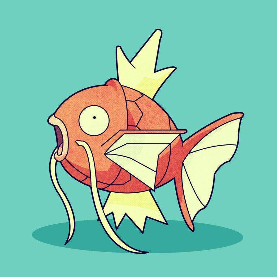 Magikarp Open Mouth Green Background Wallpaper