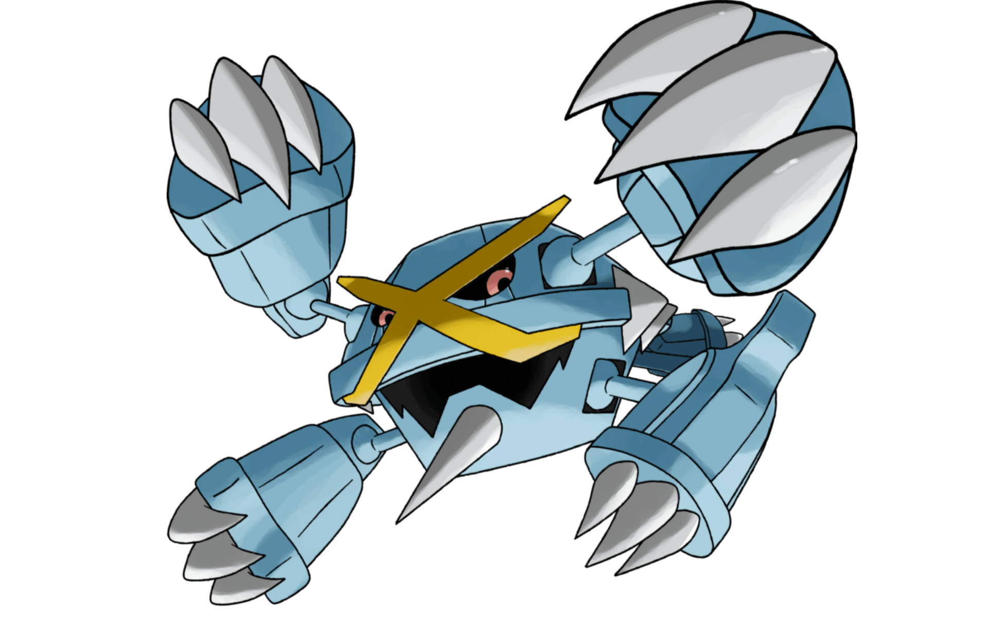 Magnificent Metagross On A Crisp White Background Wallpaper