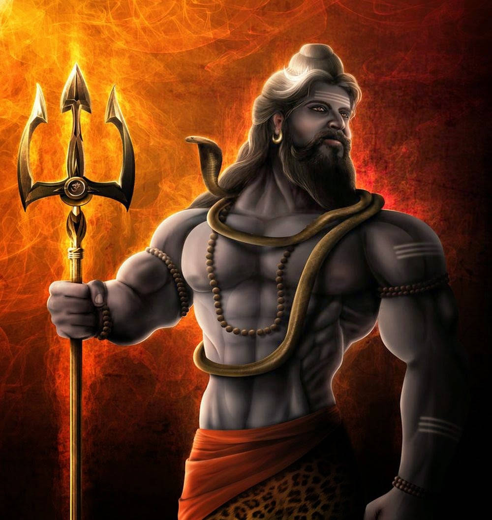 Mahadev Rudra Avatar Orange Phone Wallpaper