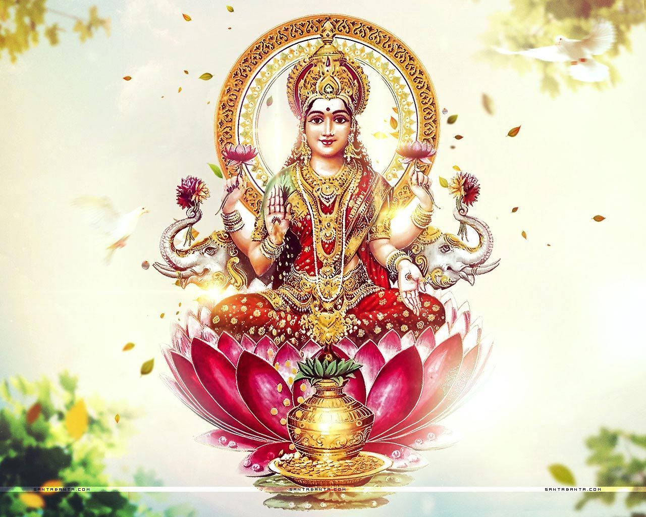 Mahalakshmi Floral Wallpaper