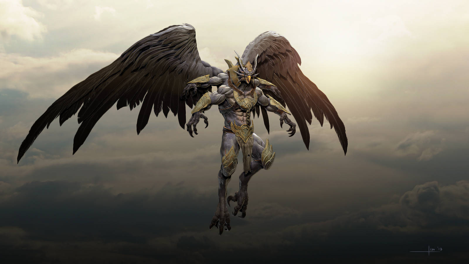 Majestic Flying Garuda Artwork Wallpaper