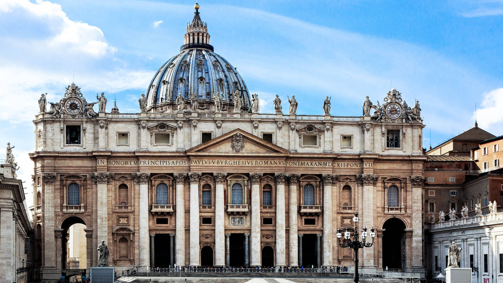 Majestic Front View Of The Basilica At Vatican City Wallpaper