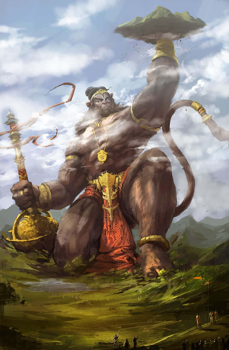 Majestic_ Hanuman_ Holding_ Mountain Wallpaper