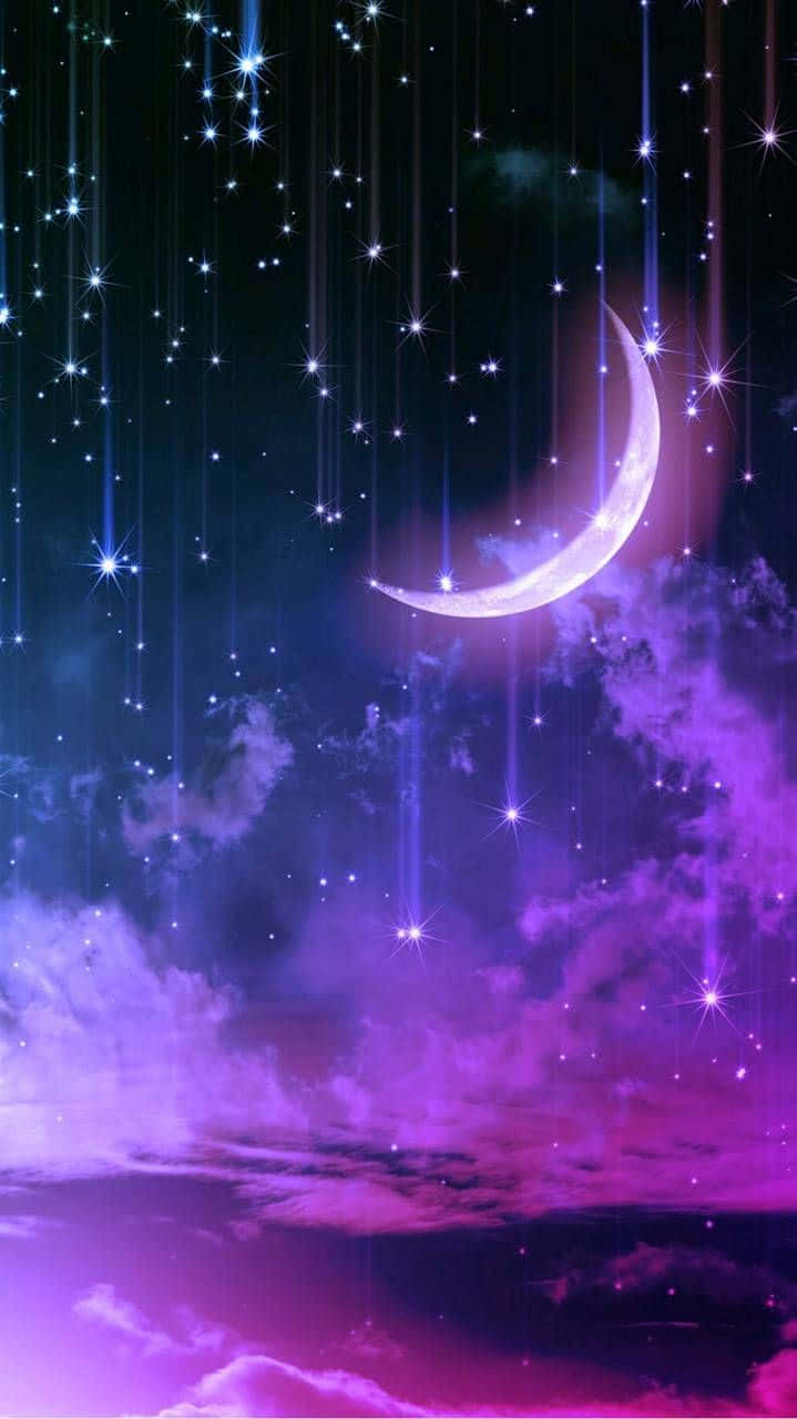 Majestic Purple Crescent Moon Wallpaper