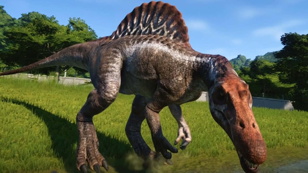 Majestic Spinosaurus Roaming Through The Jungle Wallpaper