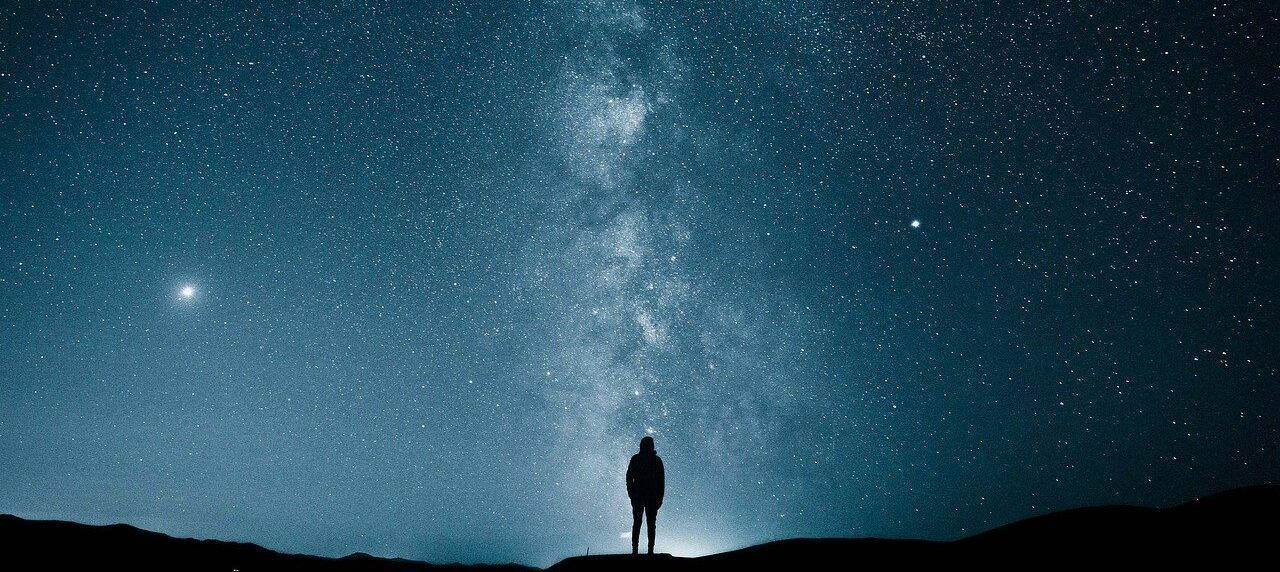 Man And Galaxy High Tonal Contrast Wallpaper