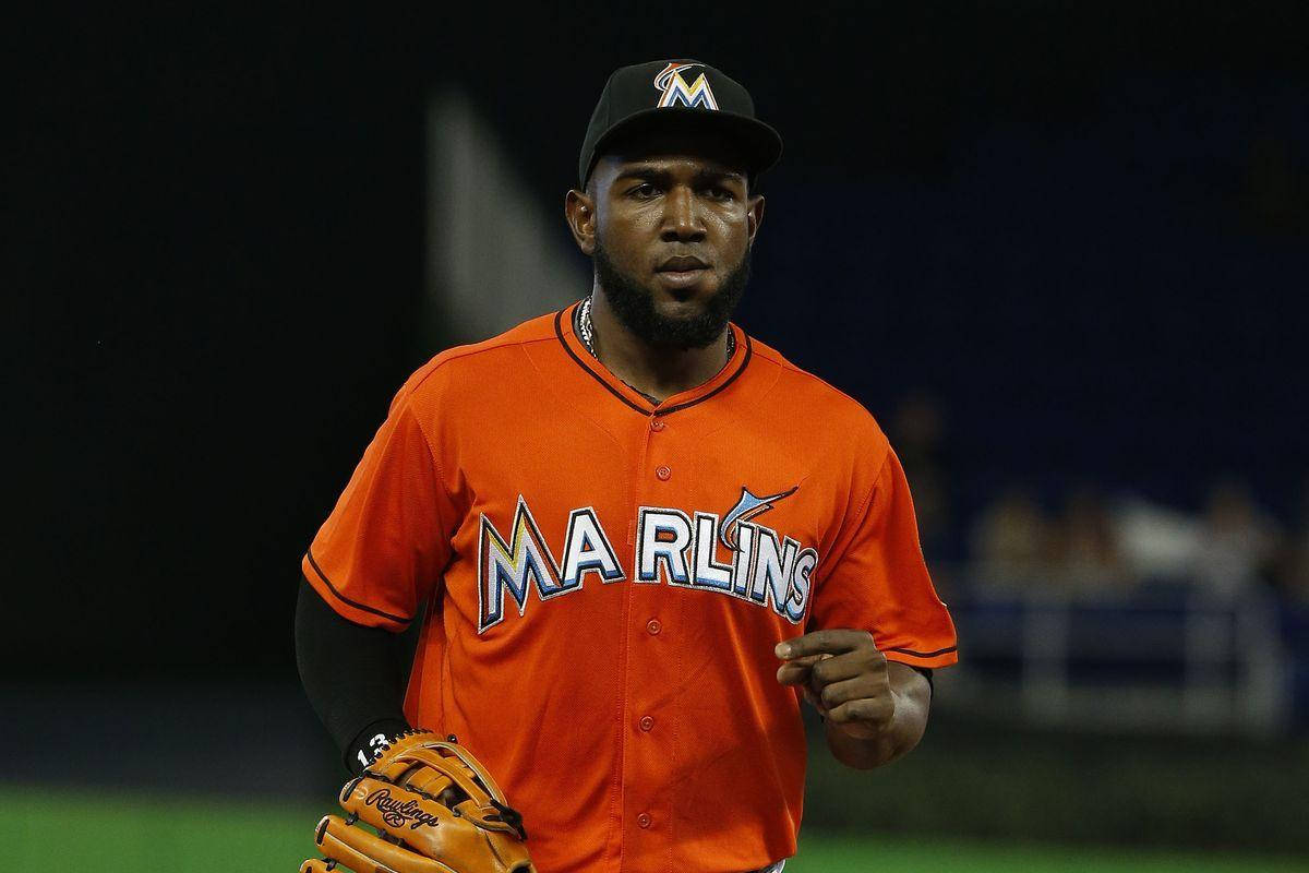 Marcell Ozuna With Baseball Glove Wallpaper