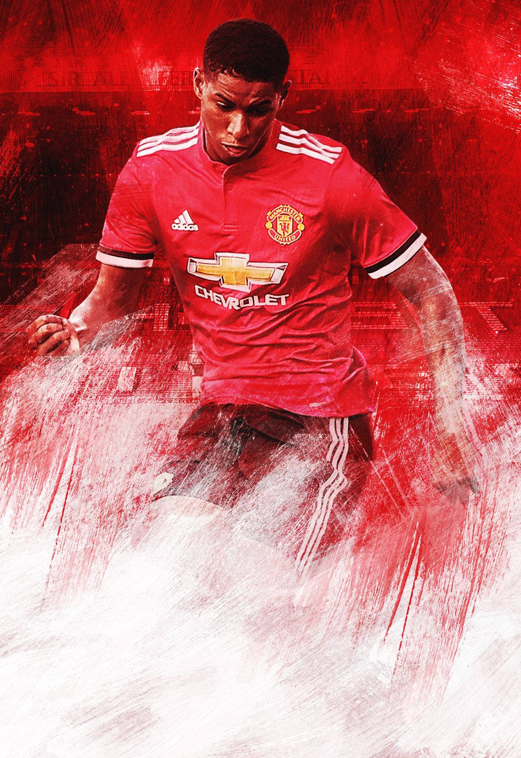 Marcus Rashford Red And White Wallpaper