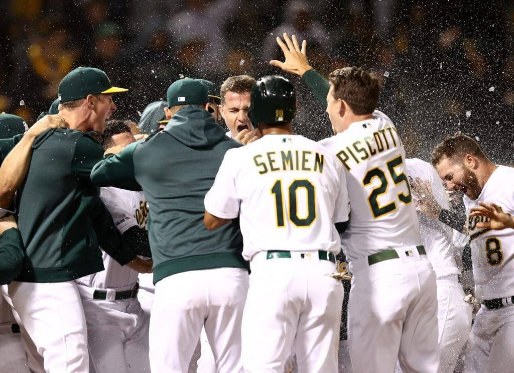 Marcus Semien Team Huddles To Celebrate Wallpaper