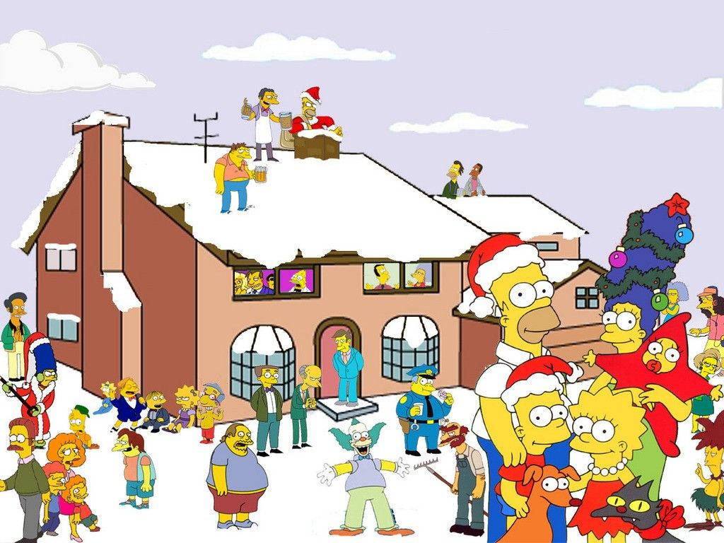 Marge Simpson Christmas Village Wallpaper