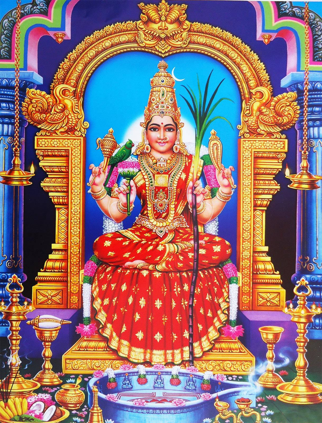 Mariamman On Her Throne Wallpaper