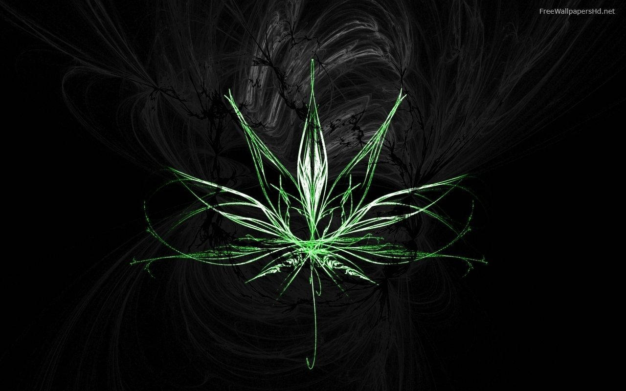 Marijuana Neon Line Art Wallpaper