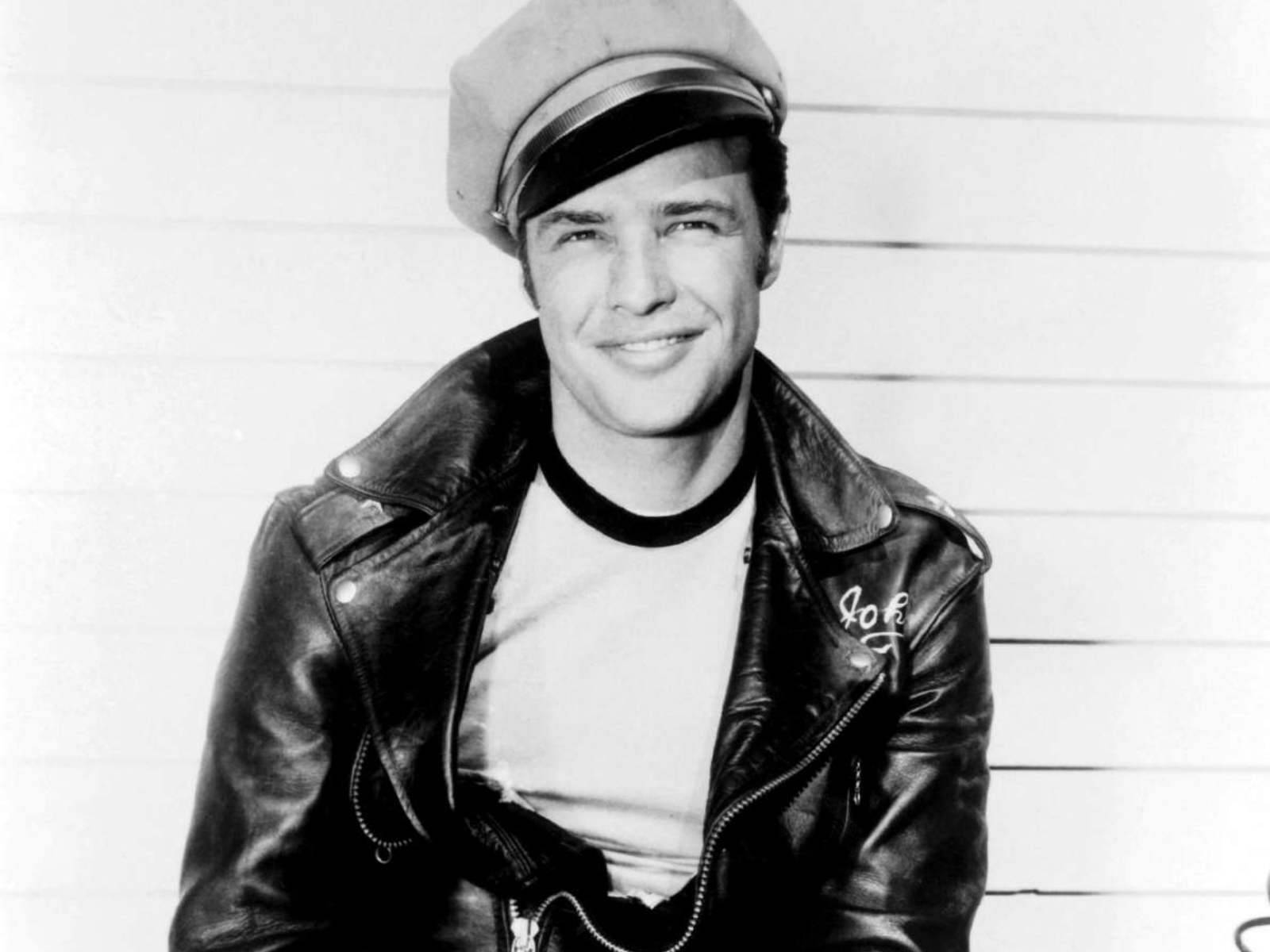 Marlon Brando In Iconic Leather Jacket Wallpaper