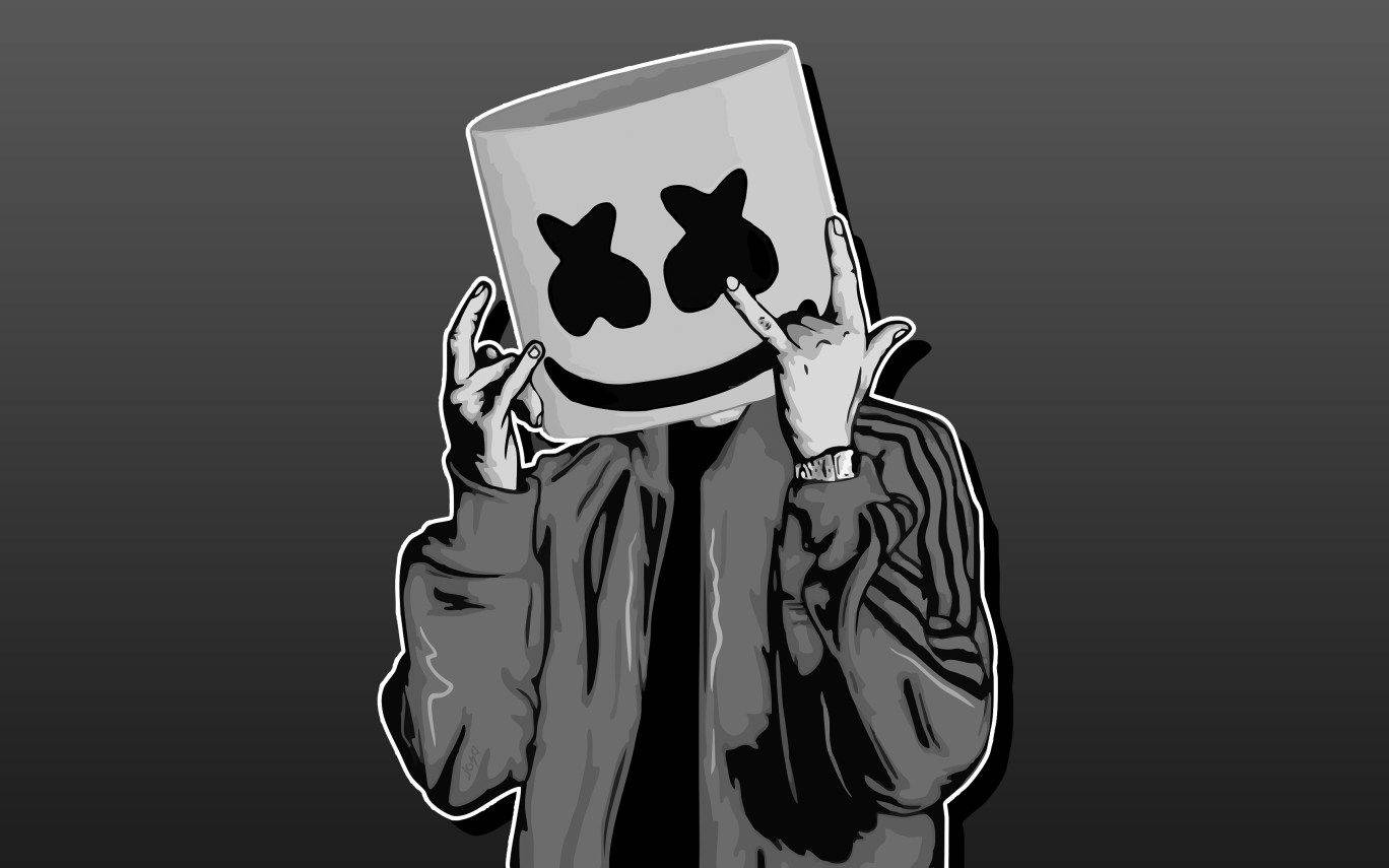 Marshmallow Dj Greyscale Art Wallpaper