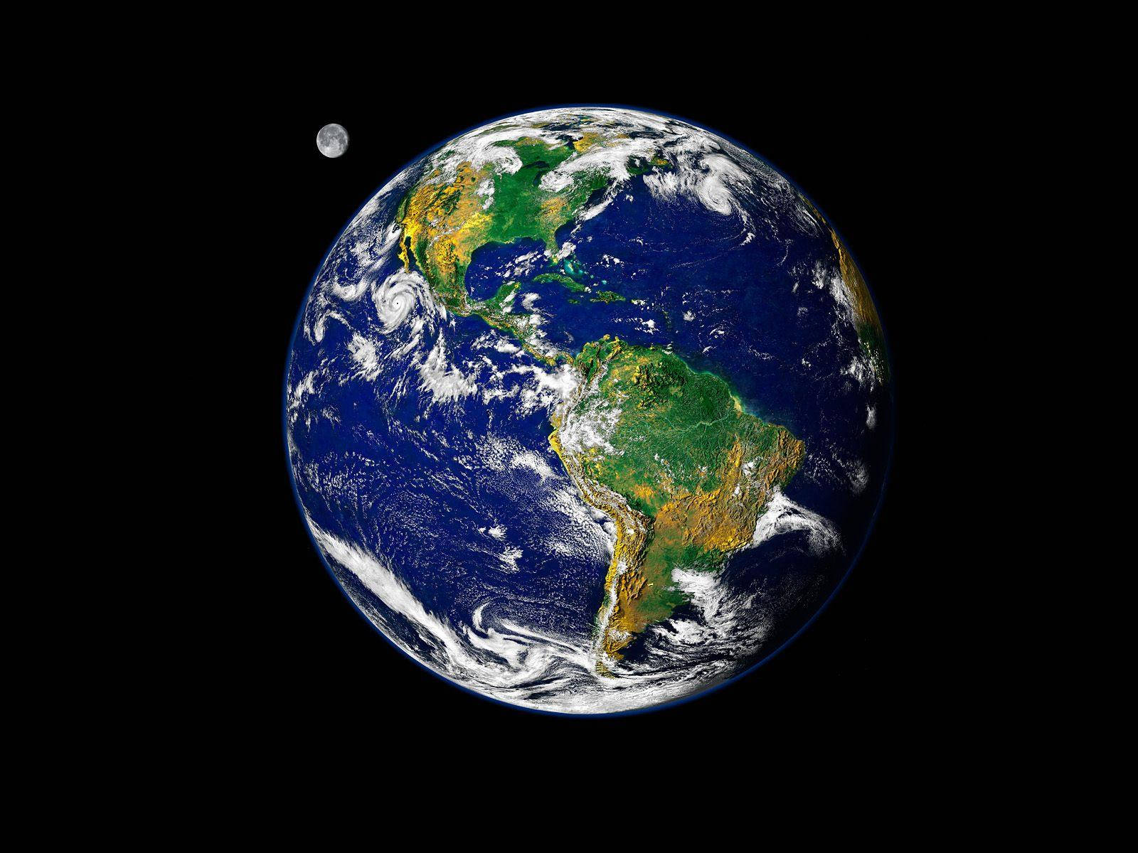 Massive Earth With Moon Wallpaper