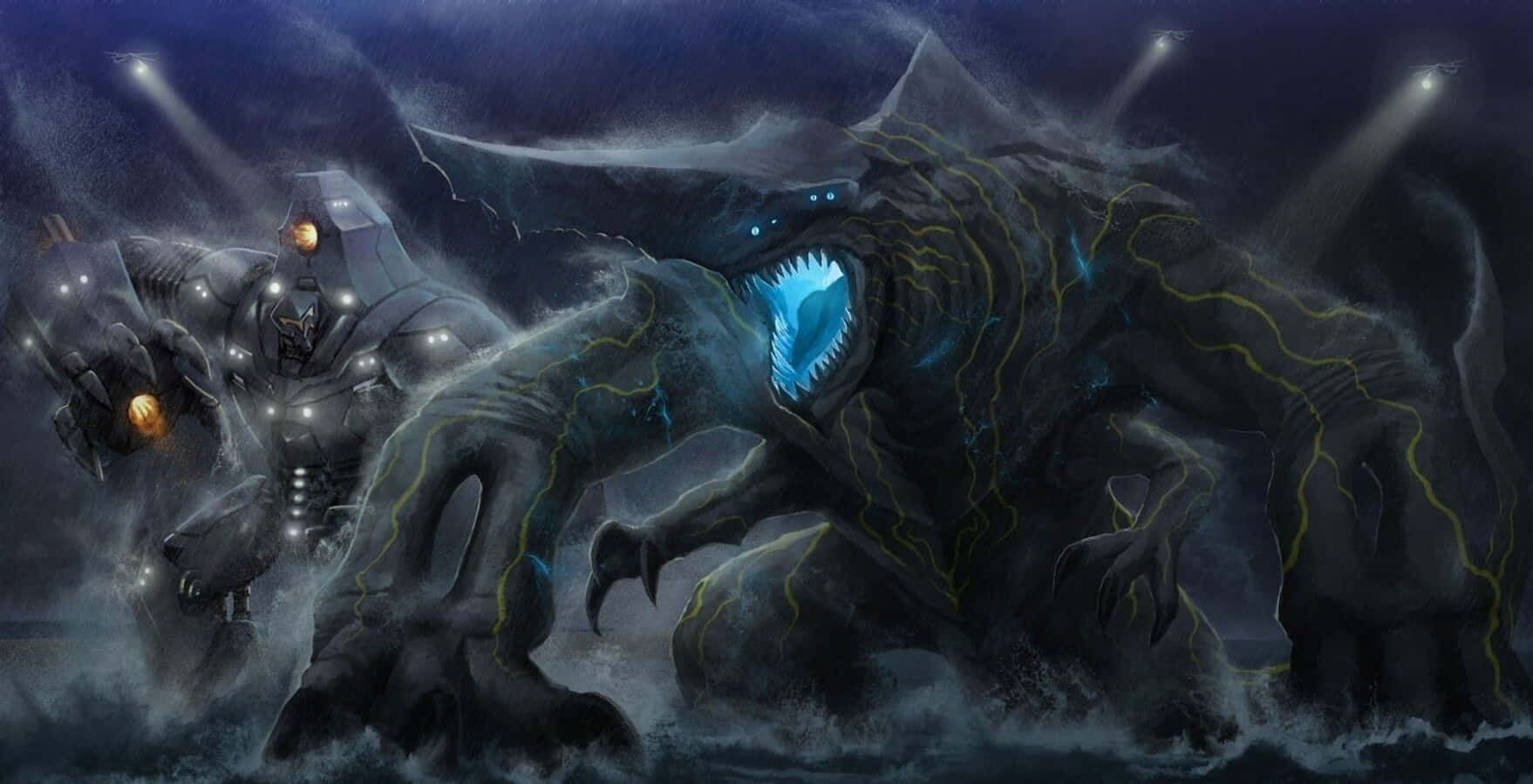 Massive Kaiju Monster In Battle Stance Wallpaper